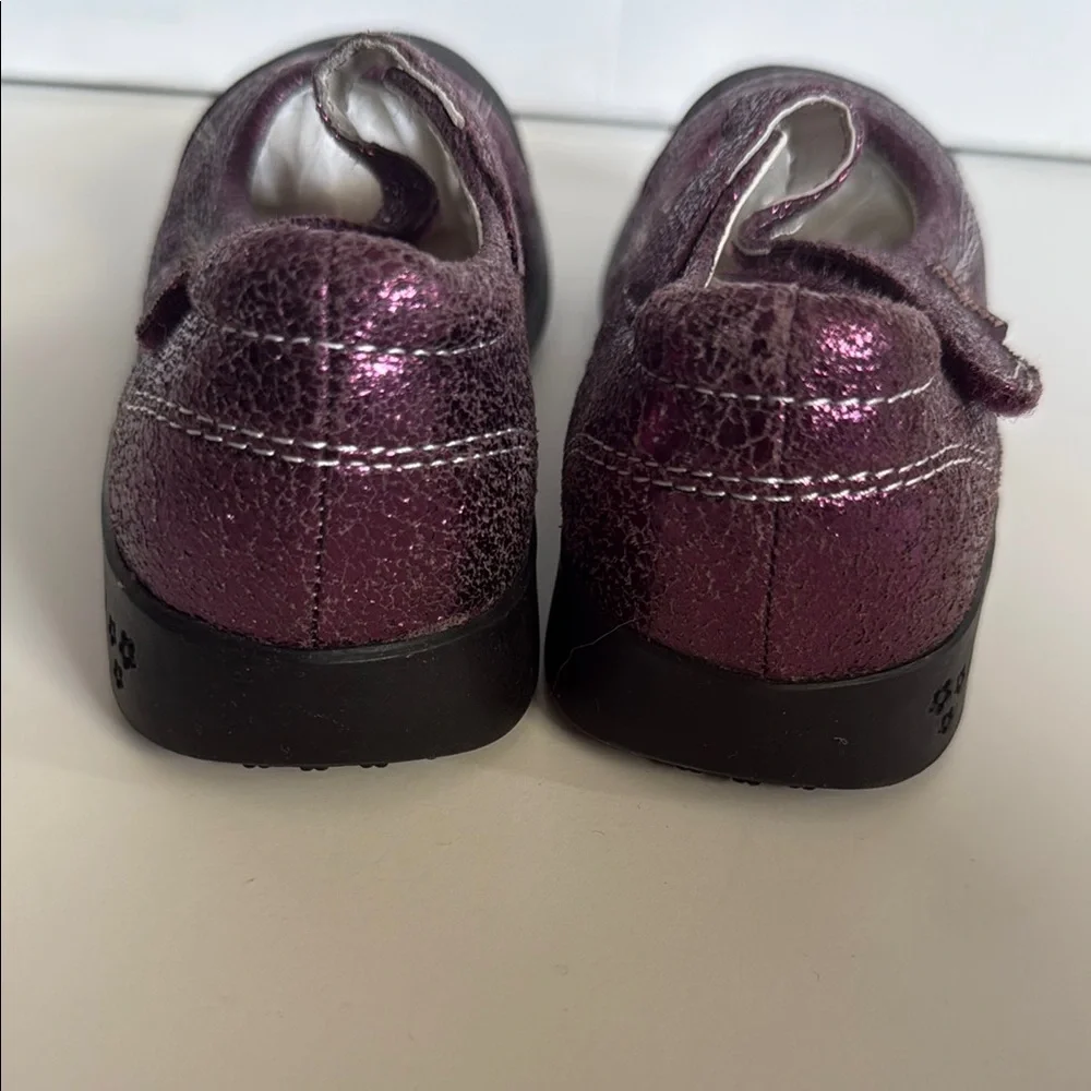 Pediped flex Purple sparkle Mary Jane Dress Shoes with Velcro Strap sz 29 EUC
